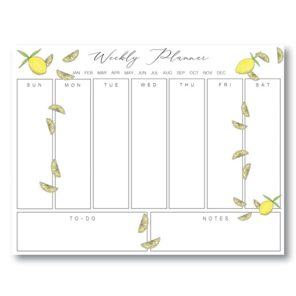 NWT Linda Tong Planner | Weekly Planner + Hourly Planner (Lemon Print)